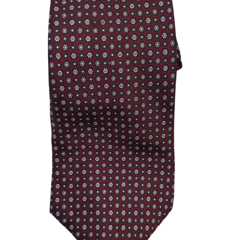 Christian‎ Dior Silk Burgundy Geometric Tie 56.5x3.5 In